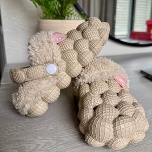 First Steps Girl’s Bubble Slides Sherpa Lined with Charms Pre Owned